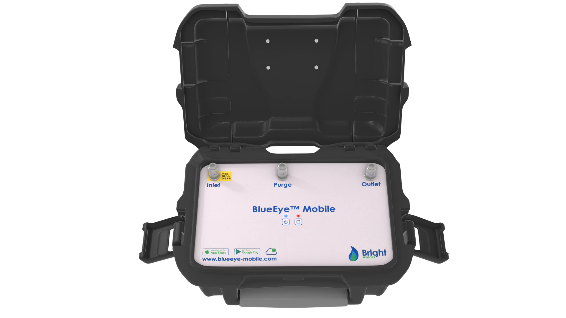 BlueEye Mobile Gasqualitätsanalysator im geöffneten Transportkoffer